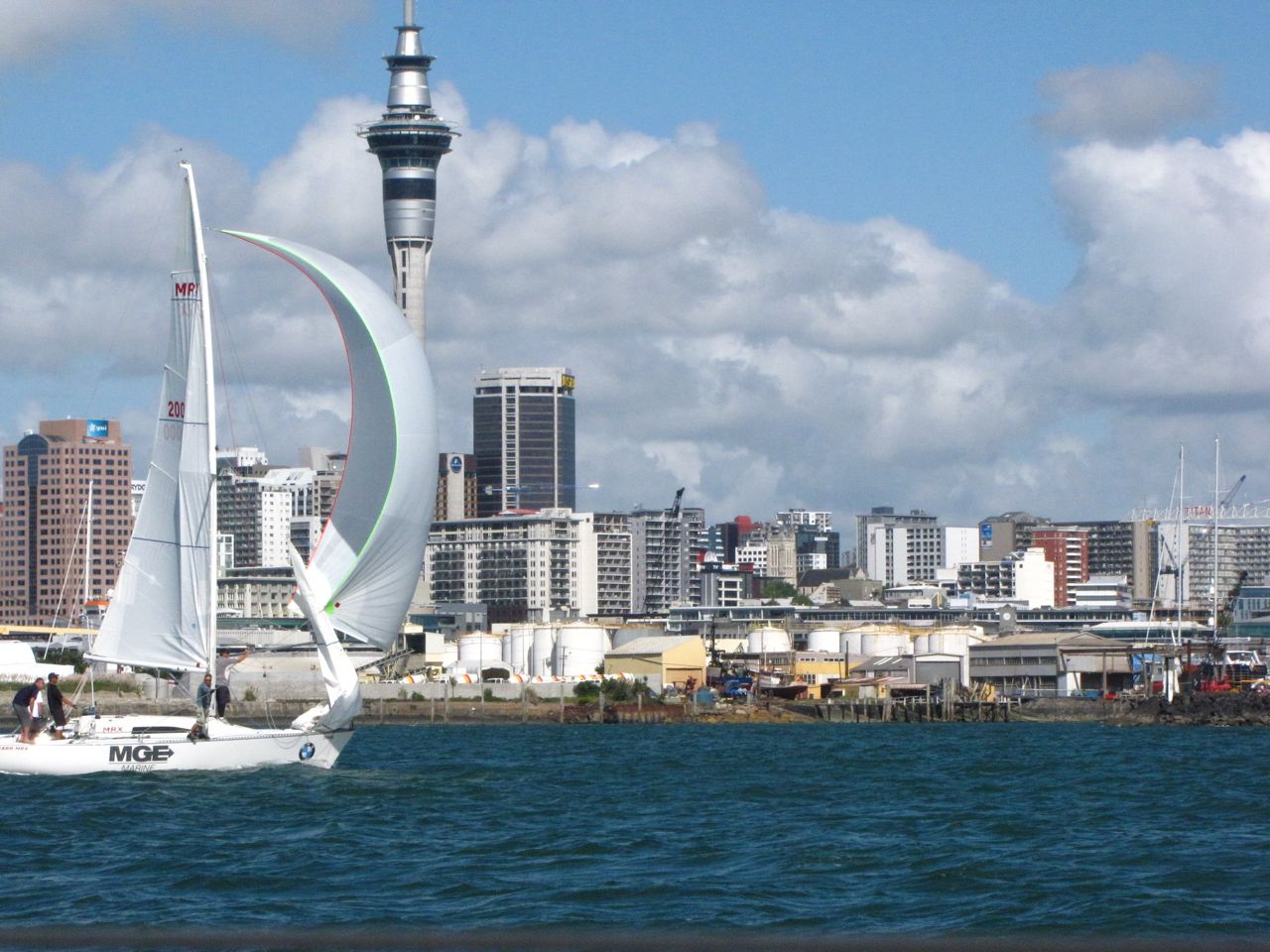 Auckland sailing sailboat and sky tower